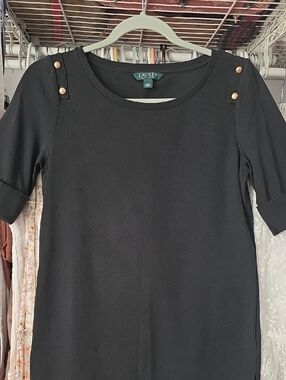 Ralph Lauren Black Crewneck Knit Top with Green Label